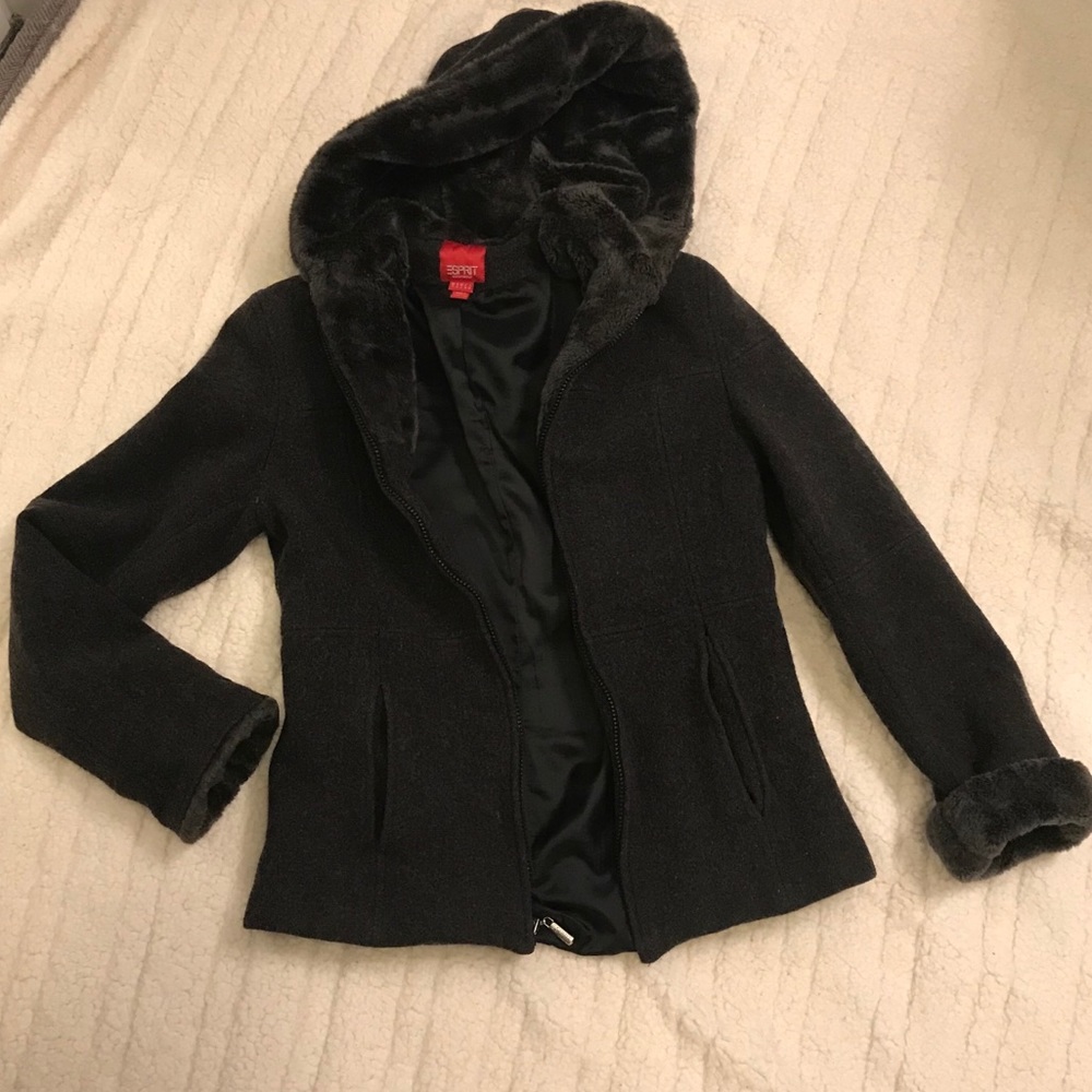 Esprit dark grey wool with polyester lining jacket